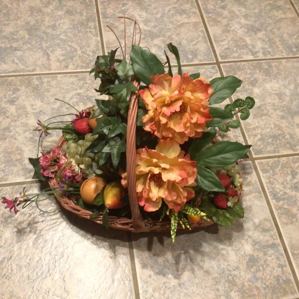Fruit & Flower Basket Arrangement Centerpiece